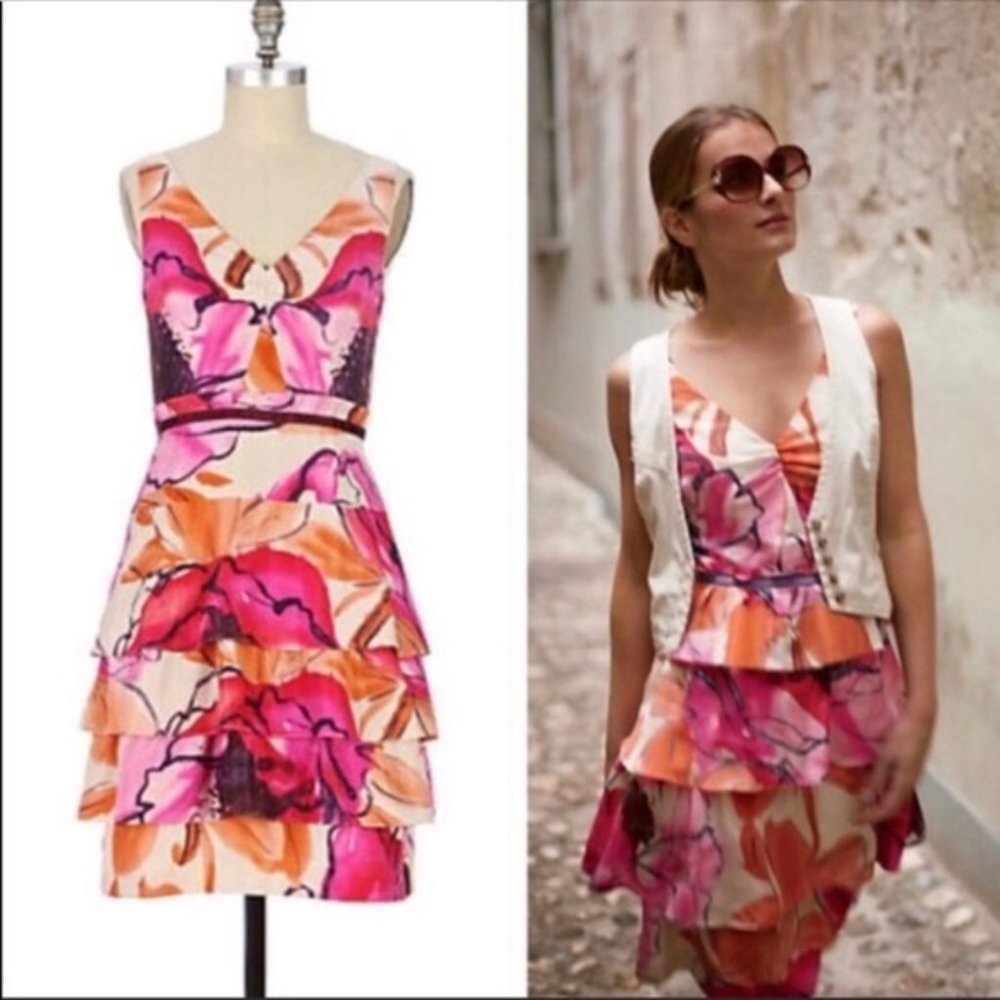 Anthro Moulinette Fen Orchid Silk dress